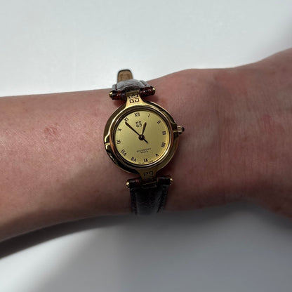 Givenchy 1990s Round Dial Gold Plated Watch