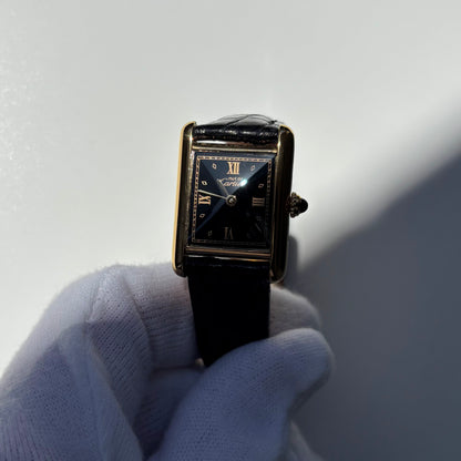 Cartier 1990s Must de Tank Black Dial Watch (SM)