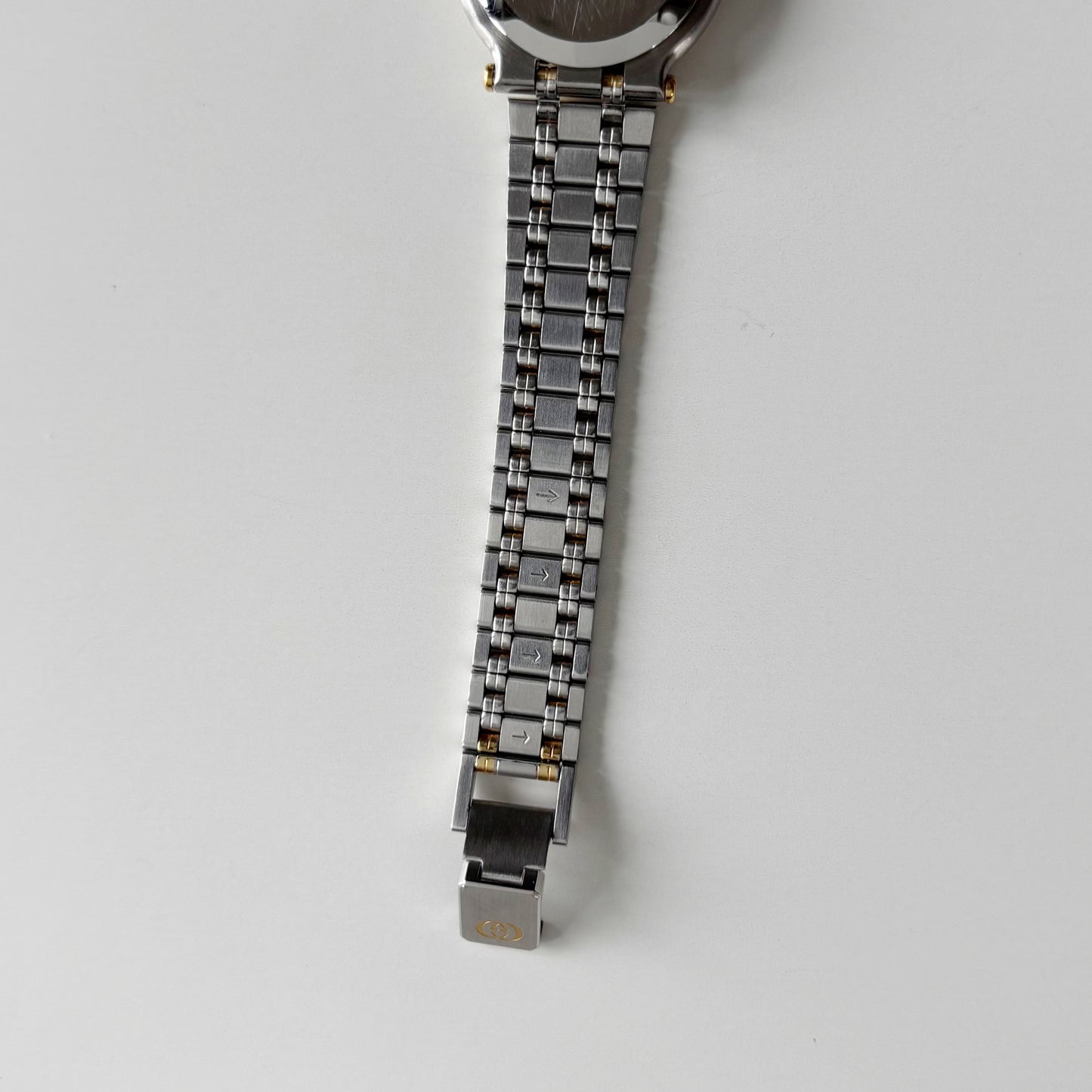 Gucci 1990s Date Round Dial Gold Plated Two Tone Watch