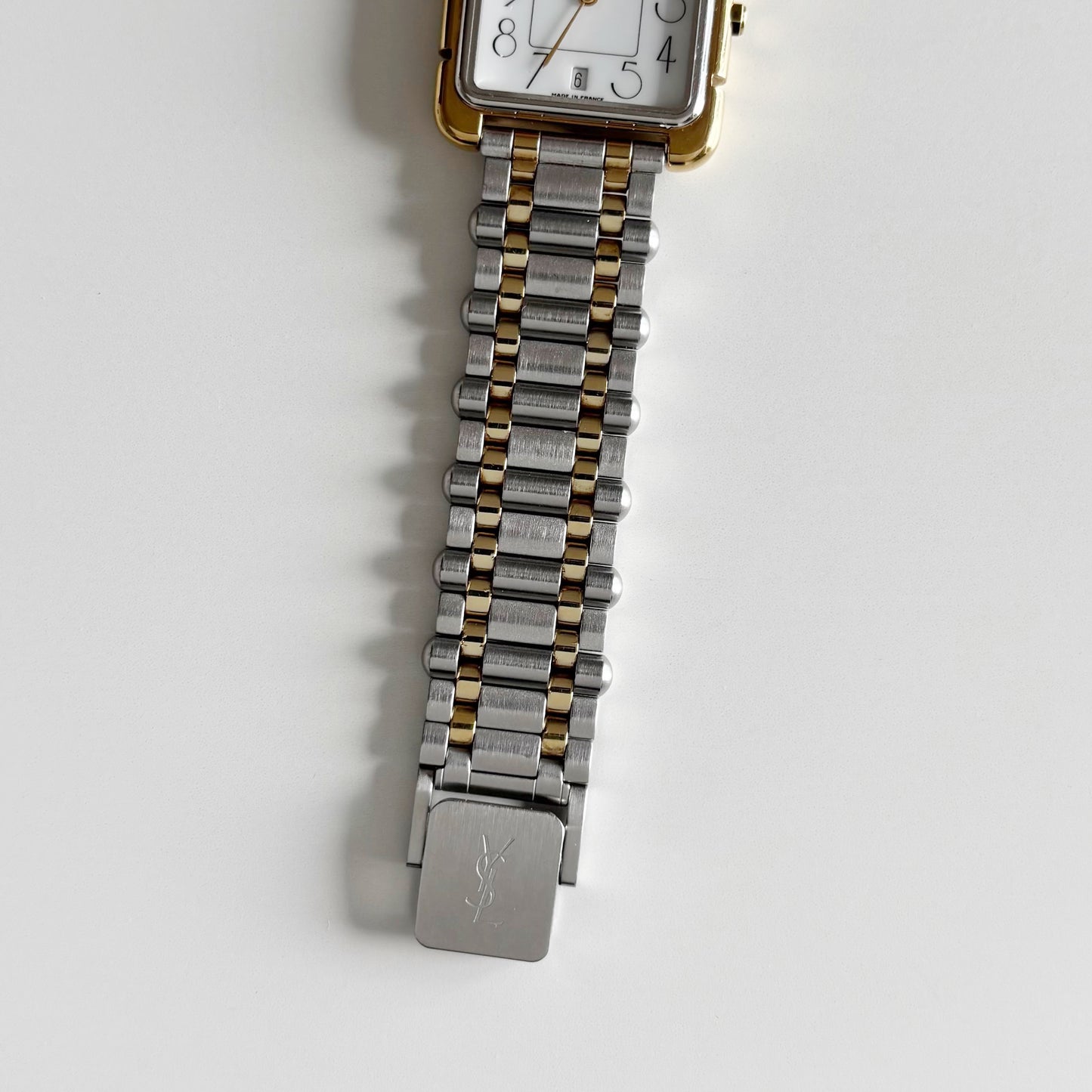 Yves Saint Laurent 1990s Square Dial Two Tone Watch
