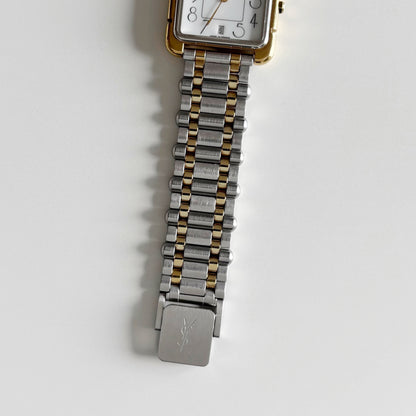 Yves Saint Laurent 1990s Square Dial Two Tone Watch