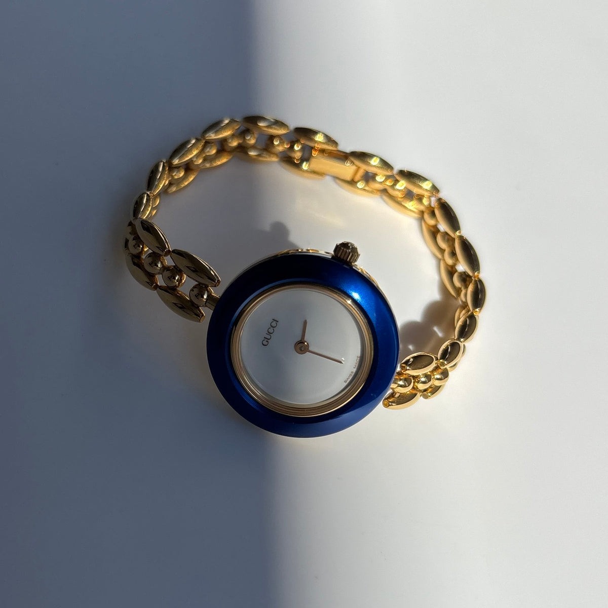 Gucci 1990s Interchangeable Bezel Gold Plated Rice Chain Watch with 6 bezels, case (160mm)