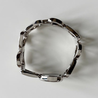 Yves Saint Laurent 1990s Heart Shaped Dial Band Silver Watch