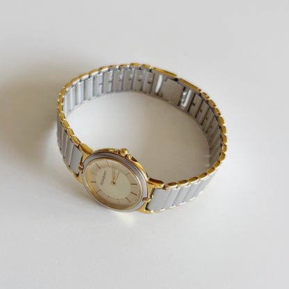 Yves Saint Laurent 1990s Round Dial Two Tone Watch