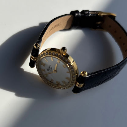 Dior 1990s Seashell Round Dial Gold Plated Watch