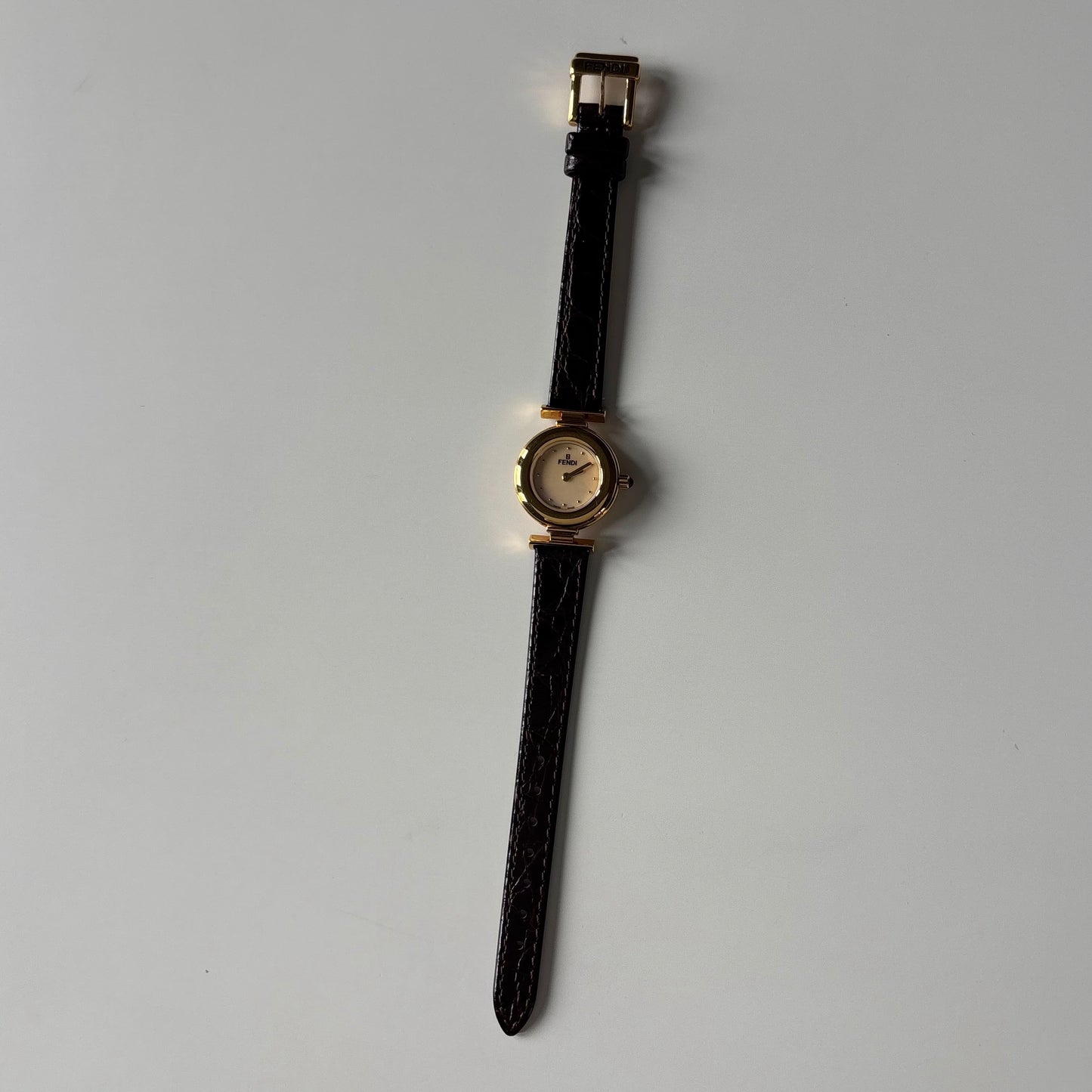 Fendi 1990s Seashell Dial Gold Plated Watch