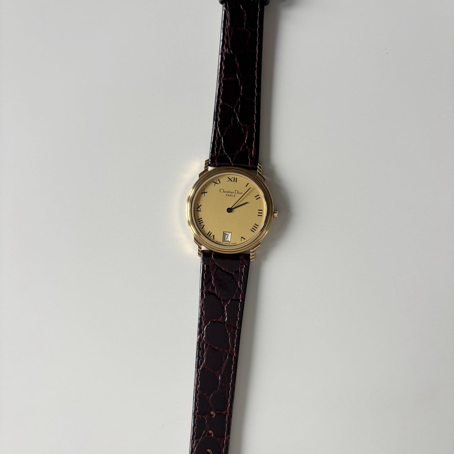 Dior 1990s Round Dial Date Gold Plated Watch (Large)