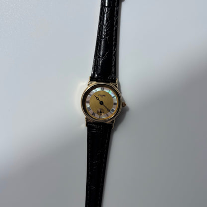 Celine 1980s Seashell Round Dial Gold Plated Watch
