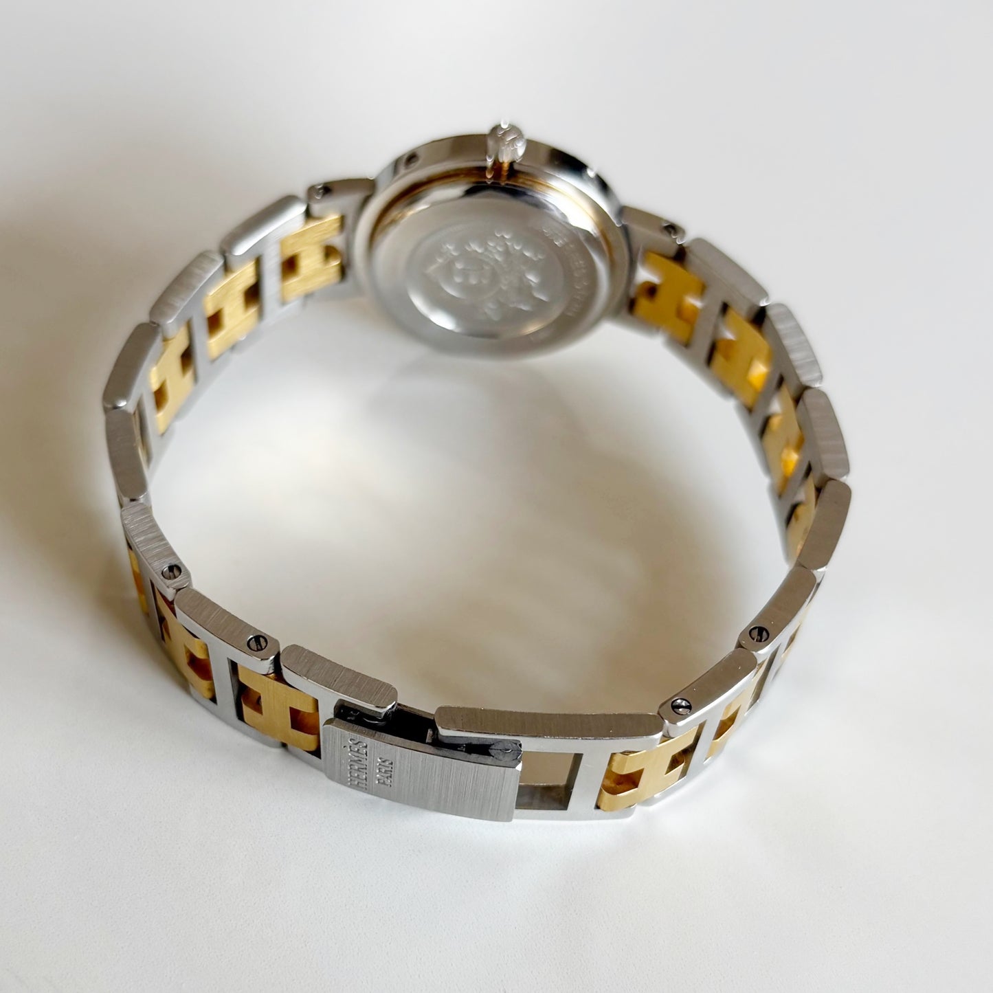 Hermes 1990s Clipper Round Dial Two Tone Watch