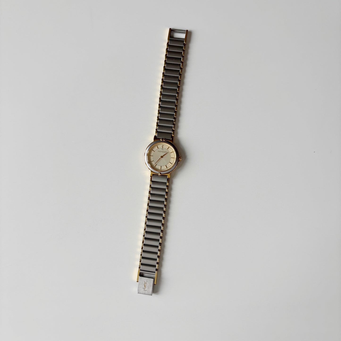 Yves Saint Laurent 1990s Round Dial Two Tone Watch