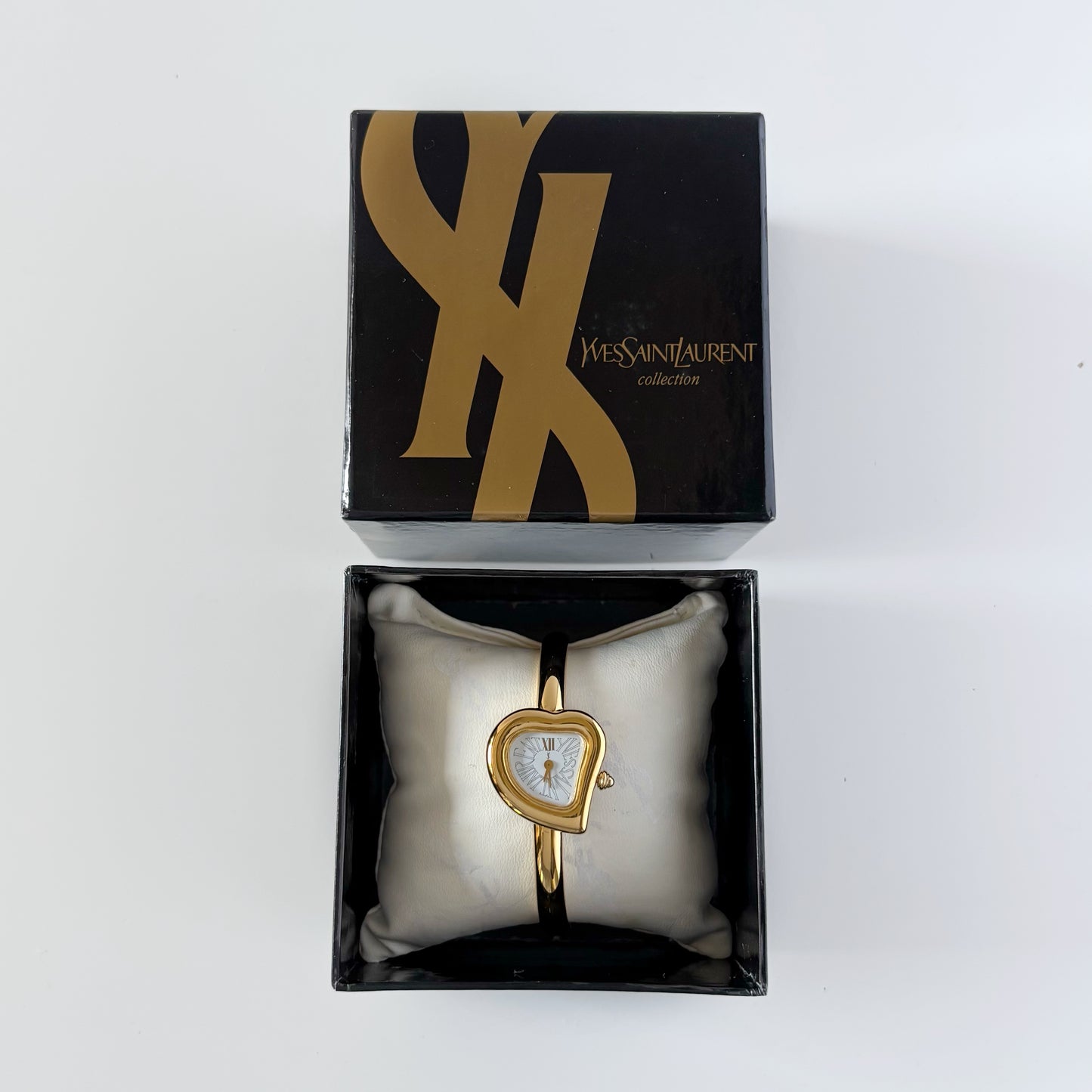 Yves Saint Laurent 1990s Heart Shaped Dial Gold Plated Watch
