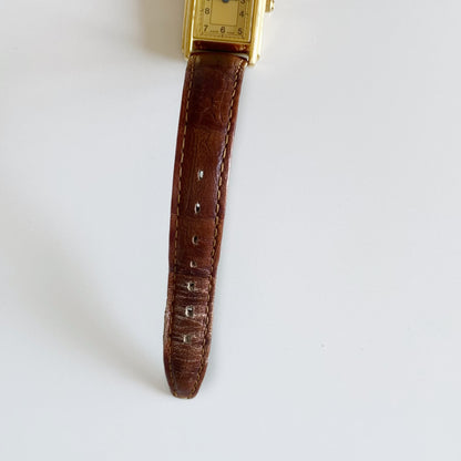 Burberry 1990s Gold Plated Tank Watch