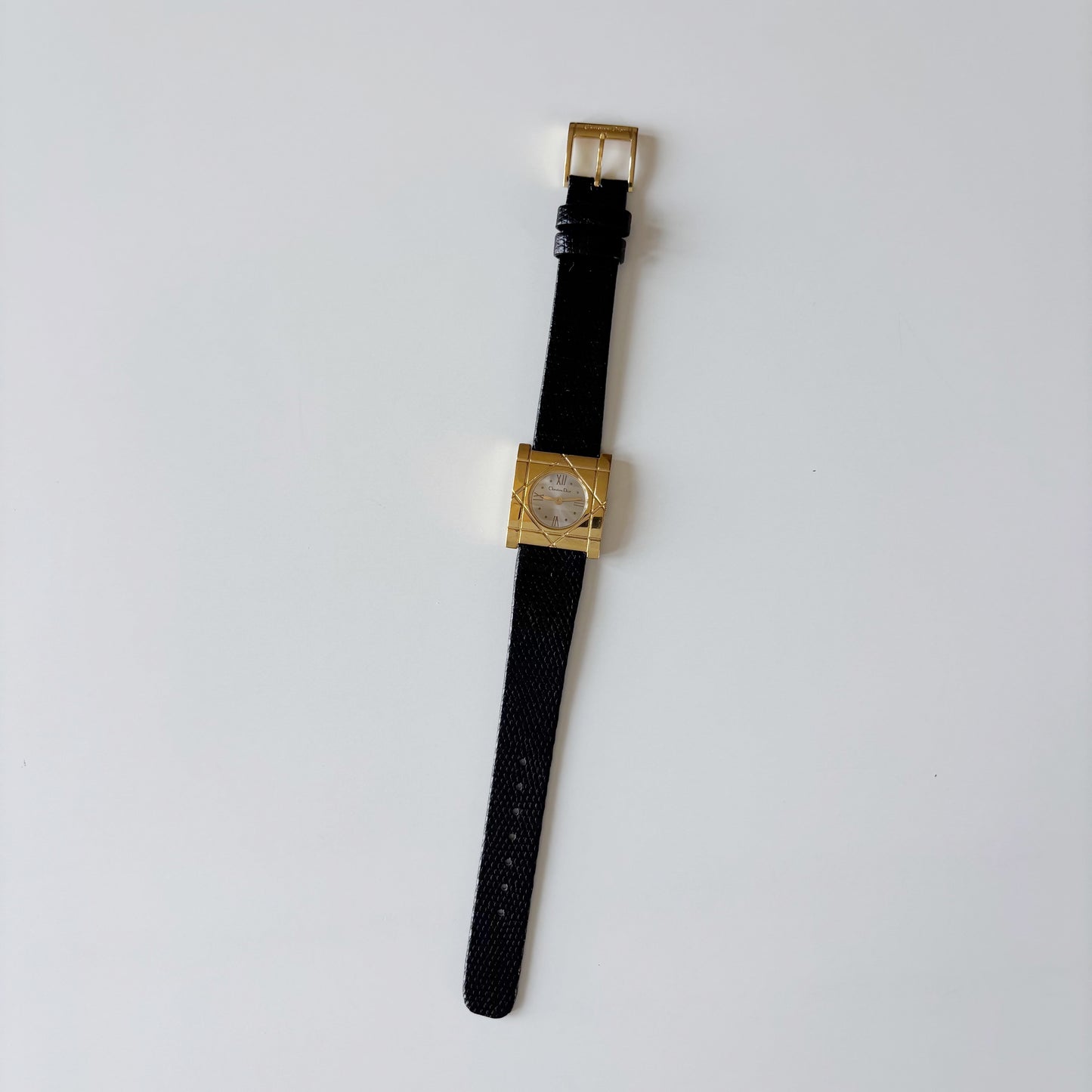 Dior 1990s Square Dial Gold Plated Watch