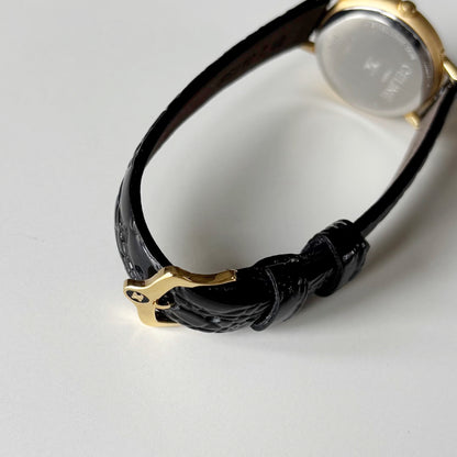 Celine 1990s Round Dial Gold Plated Watch
