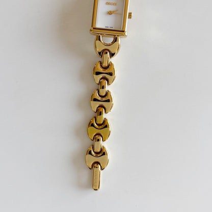 Gucci 1990s Interchangeable Strap Gold Plated Watch with 3 straps, case