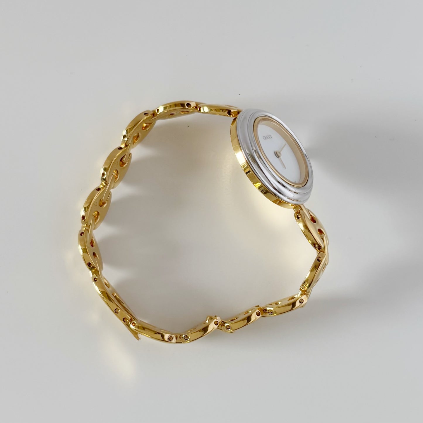 Gucci 1990s Interchangeable Bezel Gold Plated Watch with 6 bezels, case (165mm)