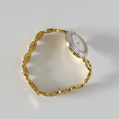 Gucci 1990s Interchangeable Bezel Gold Plated Watch with 6 bezels, case (165mm)