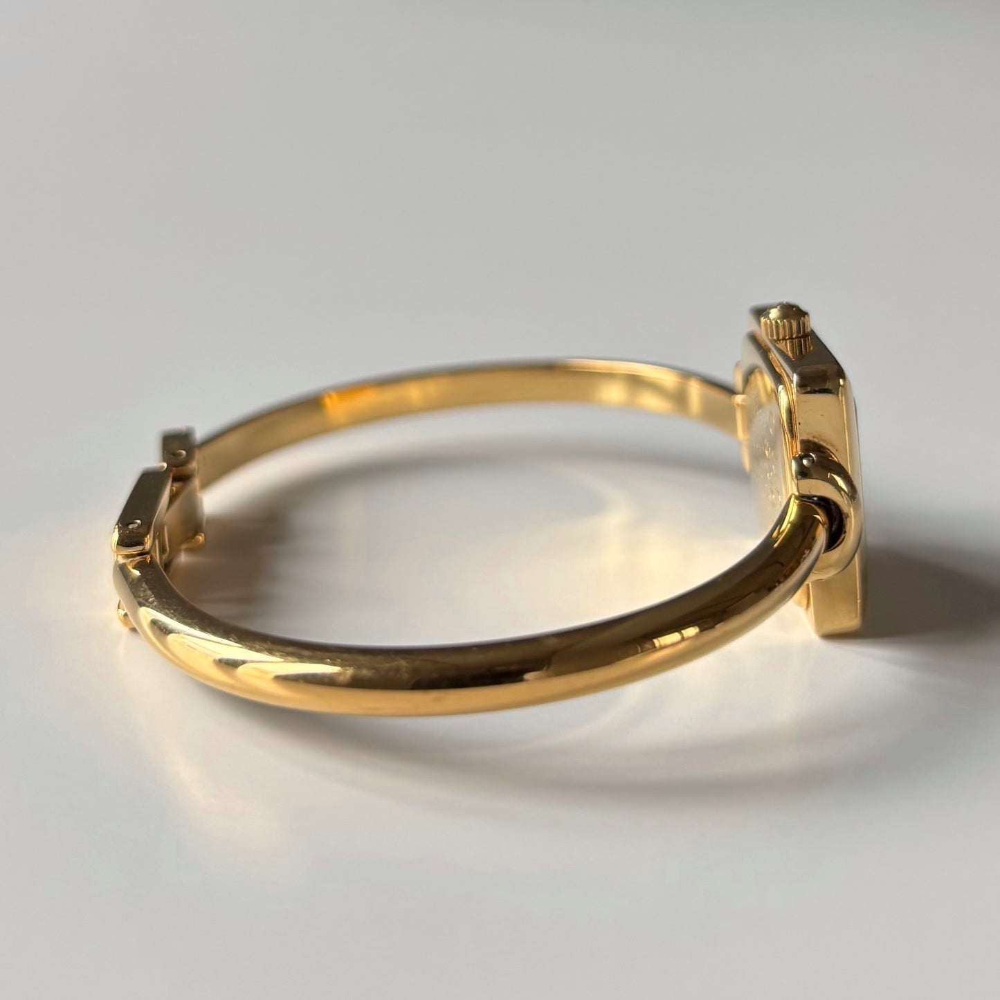 Gucci 1990s Square Dial Gold Plated Bangle Watch