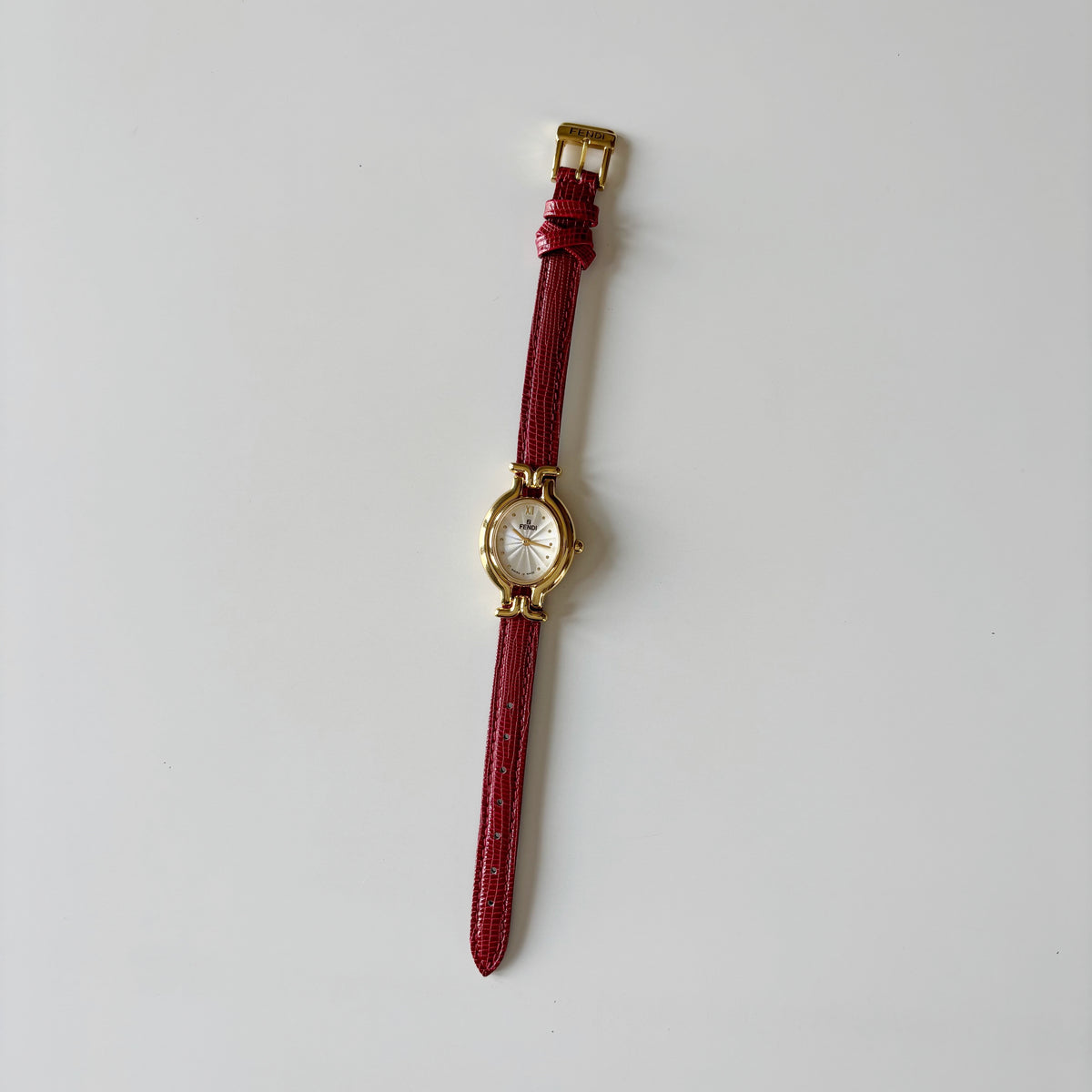 Fendi 1990s Interchangeable Strap Gold Plated Watch with 5 straps, case