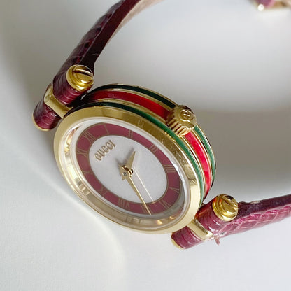 Gucci 1990s Round Dial Gold Plated Watch