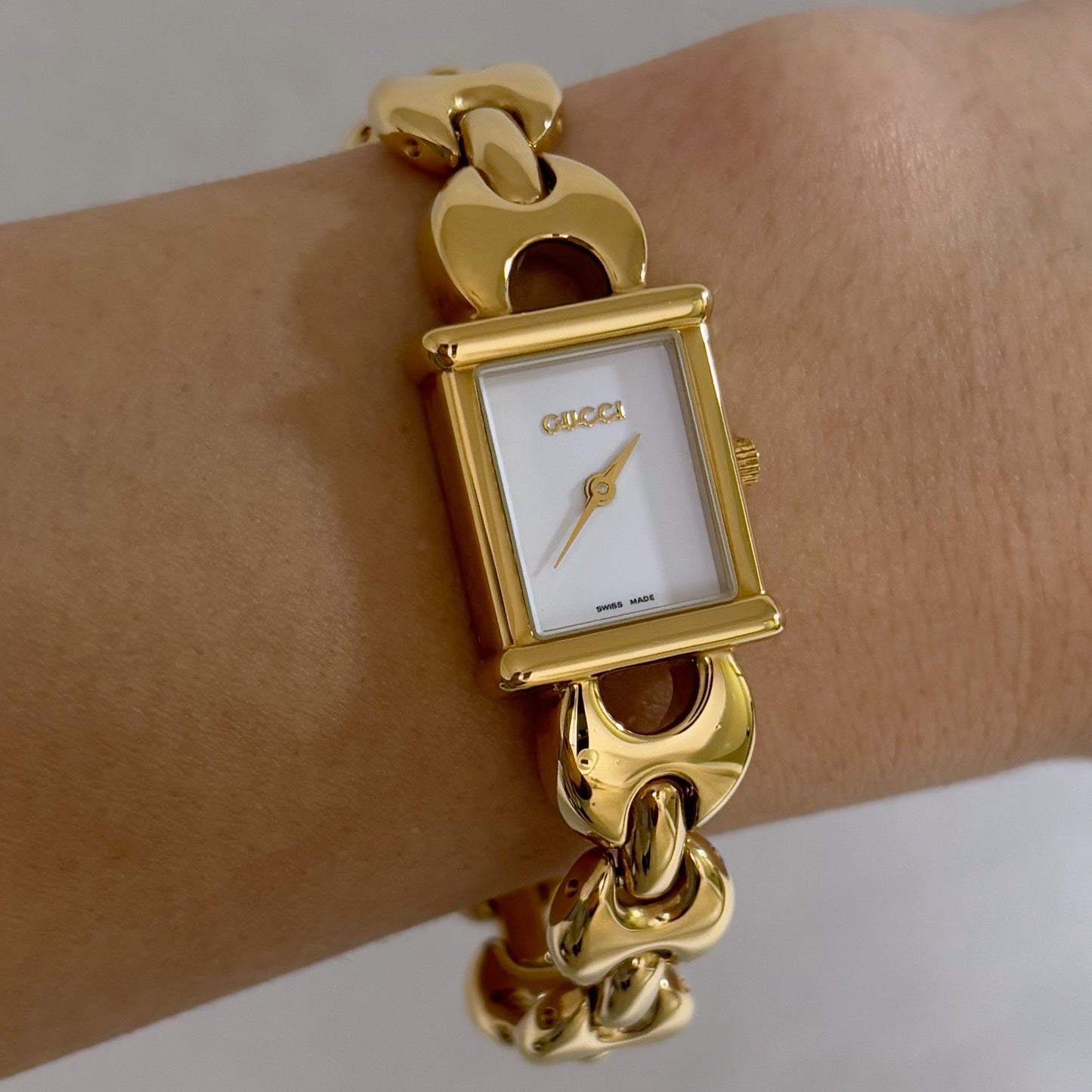 Gucci 1990s Interchangeable Belt Gold Plated Watch with 3 straps, case