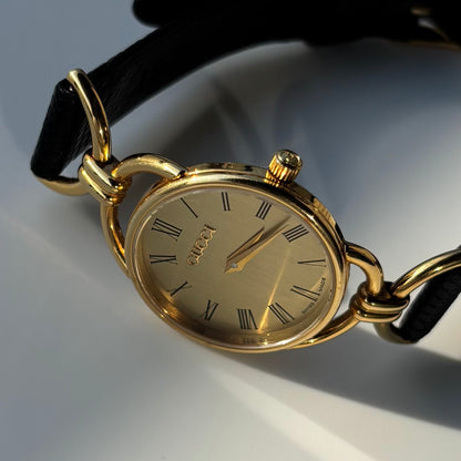 Gucci 1990s Gold Dial Horsebit Gold Plated Watch