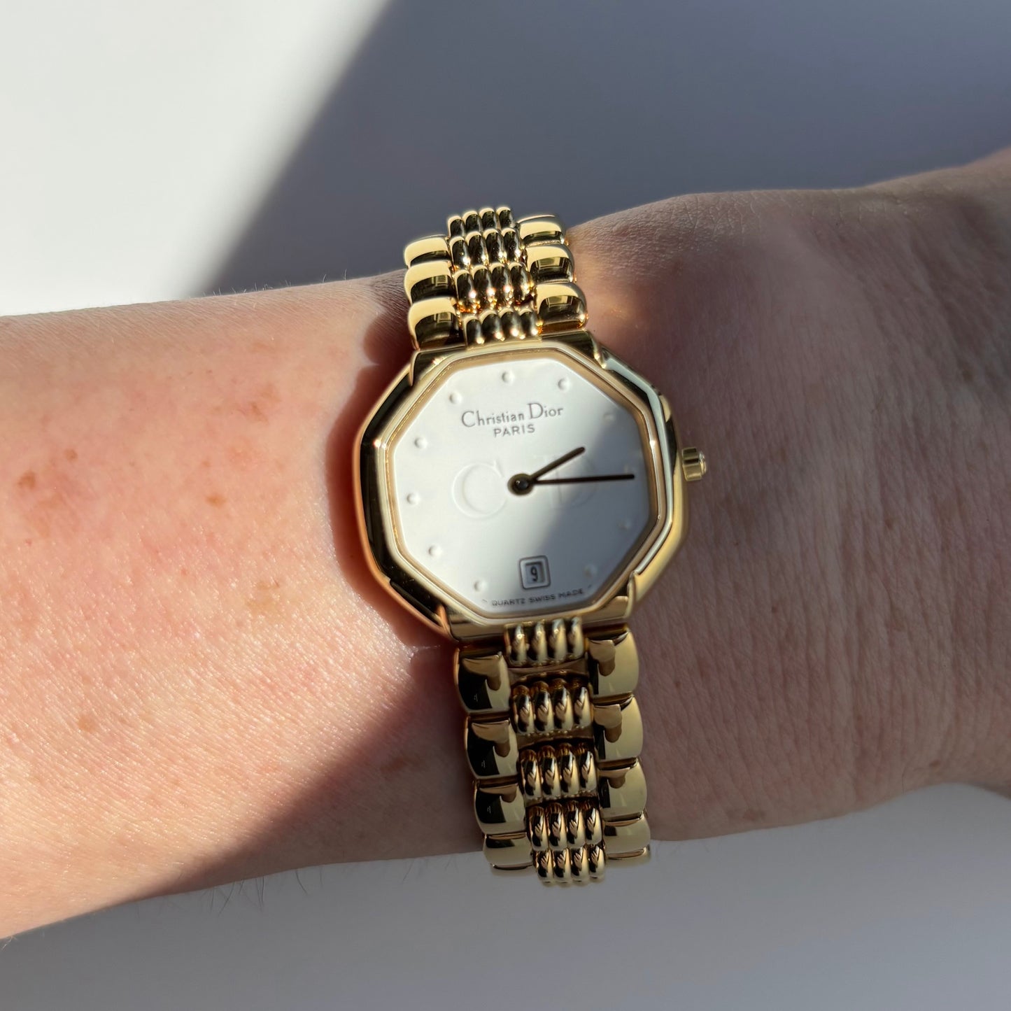 Dior 1990s Octagon Gold Plated Watch