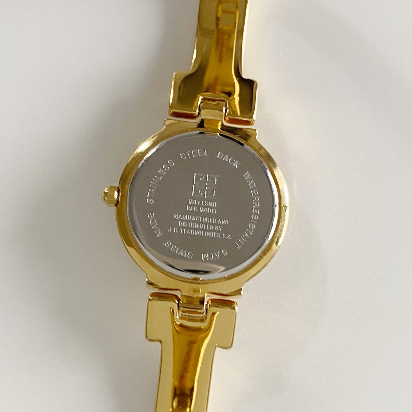 Givenchy 1990s Black Dial Gold Plated Bangle Watch