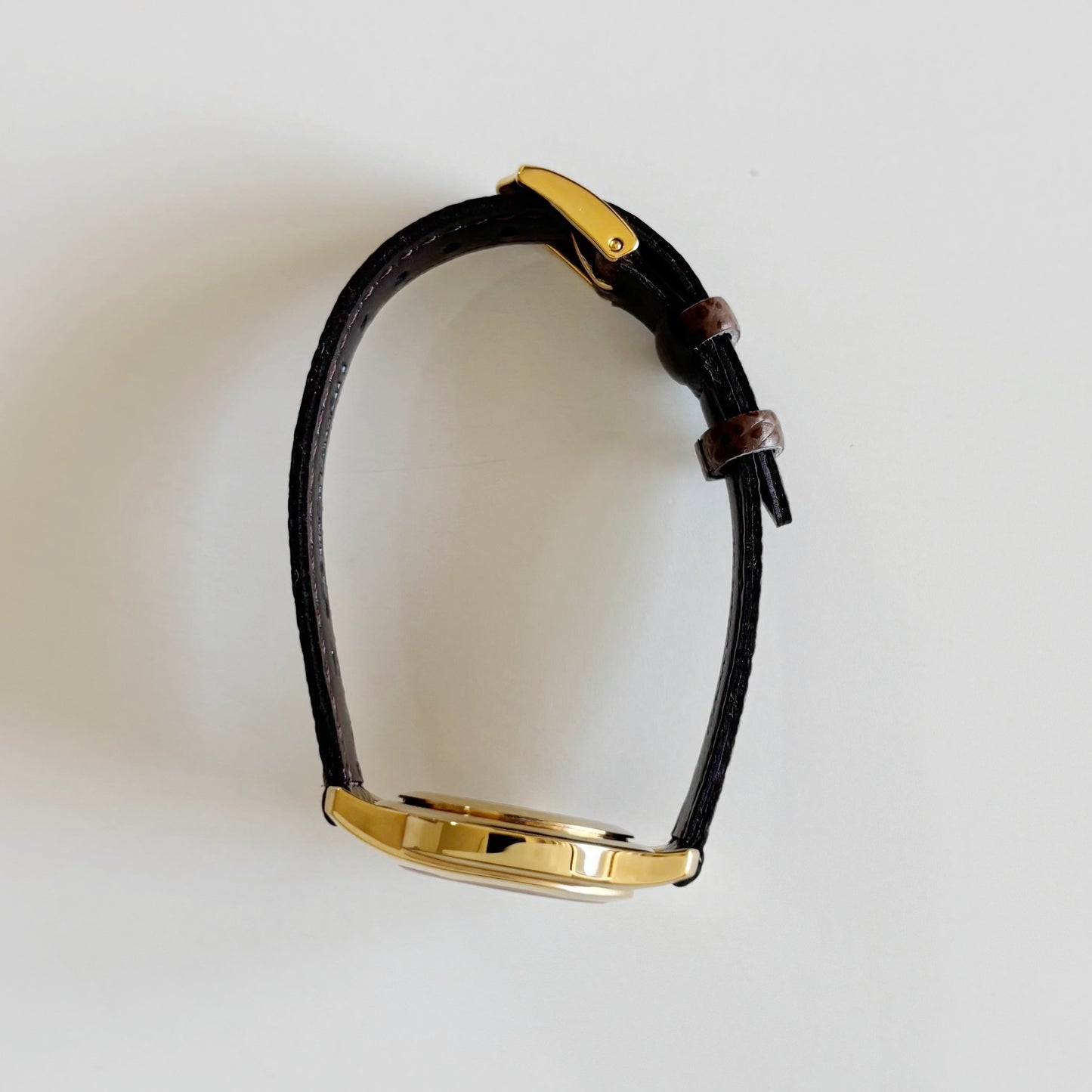 Gucci 1990s Date Round Dial Gold Plated Watch