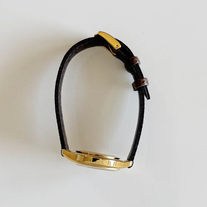 Gucci 1990s Date Round Dial Gold Plated Watch