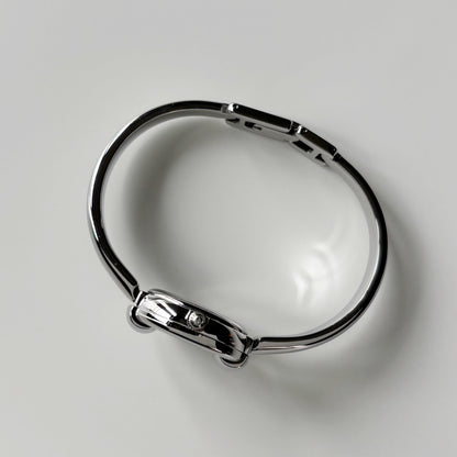 Gucci 1990s Round Dial Stainless steel Bangle Watch