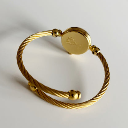 Gucci 1990s Black Dial Gold Plated Cable Bangle Watch