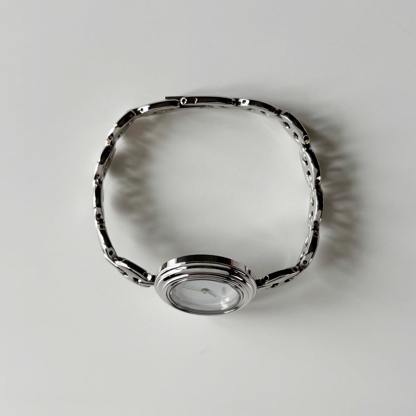 Gucci 1990s Interchangeable Bezel Silver Stainless Steel Watch with 6 bezels, case (165mm)