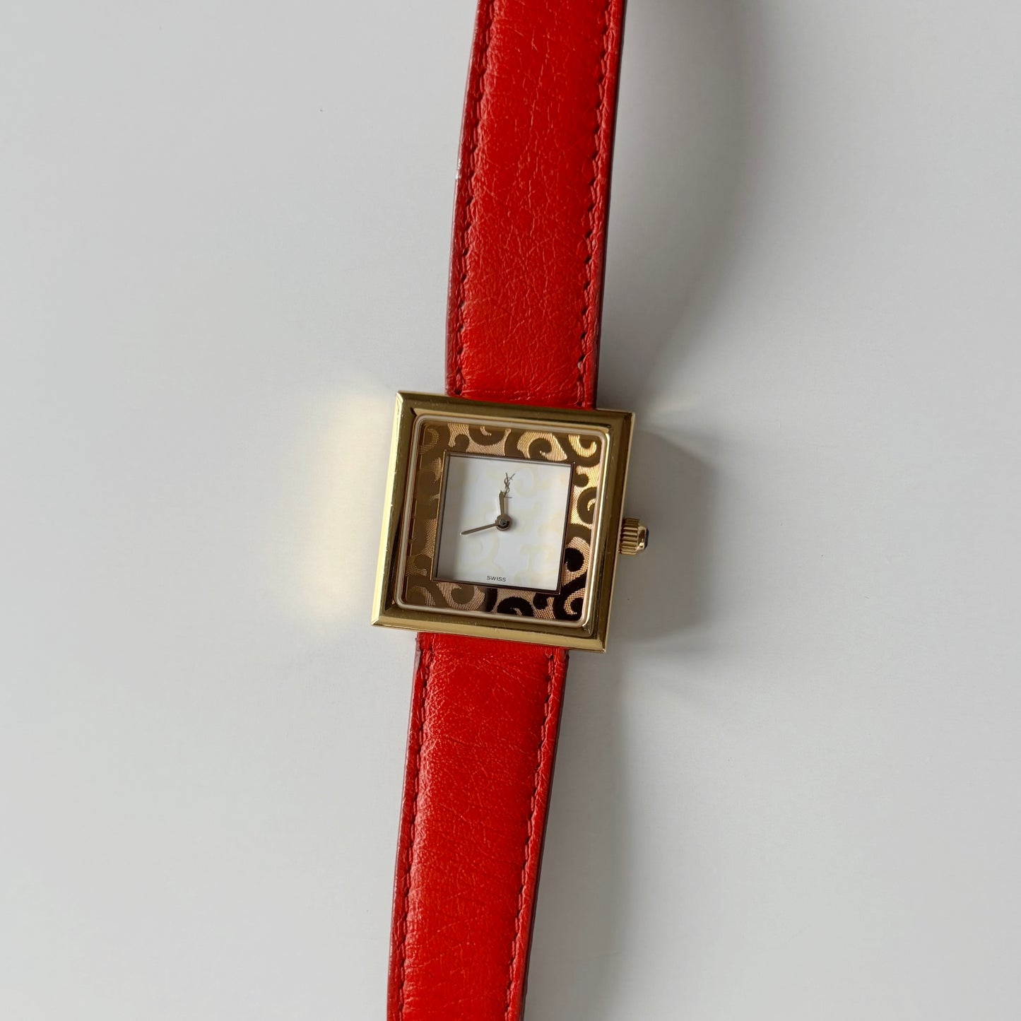 Yves Saint Laurent 1990s Square Dial Gold Plated Watch
