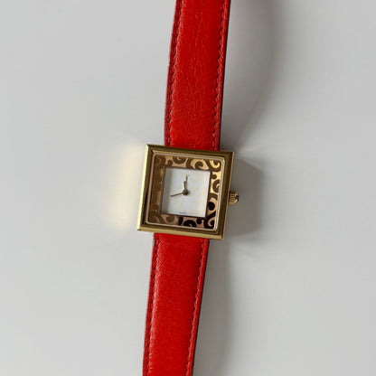 Yves Saint Laurent 1990s Square Dial Gold Plated Watch