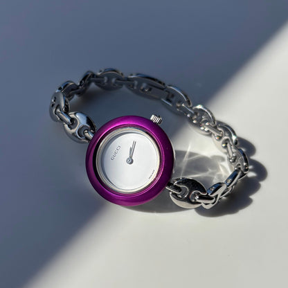 Gucci 1990s Interchangeable Bezel Stainless steel Watch with 6 bezels, case (165mm)