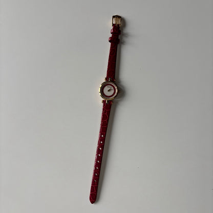 Gucci 1990s Red Dial Sherry Gold Plated Watch
