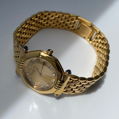 Dior 1990s Octagon Gold Plated Watch