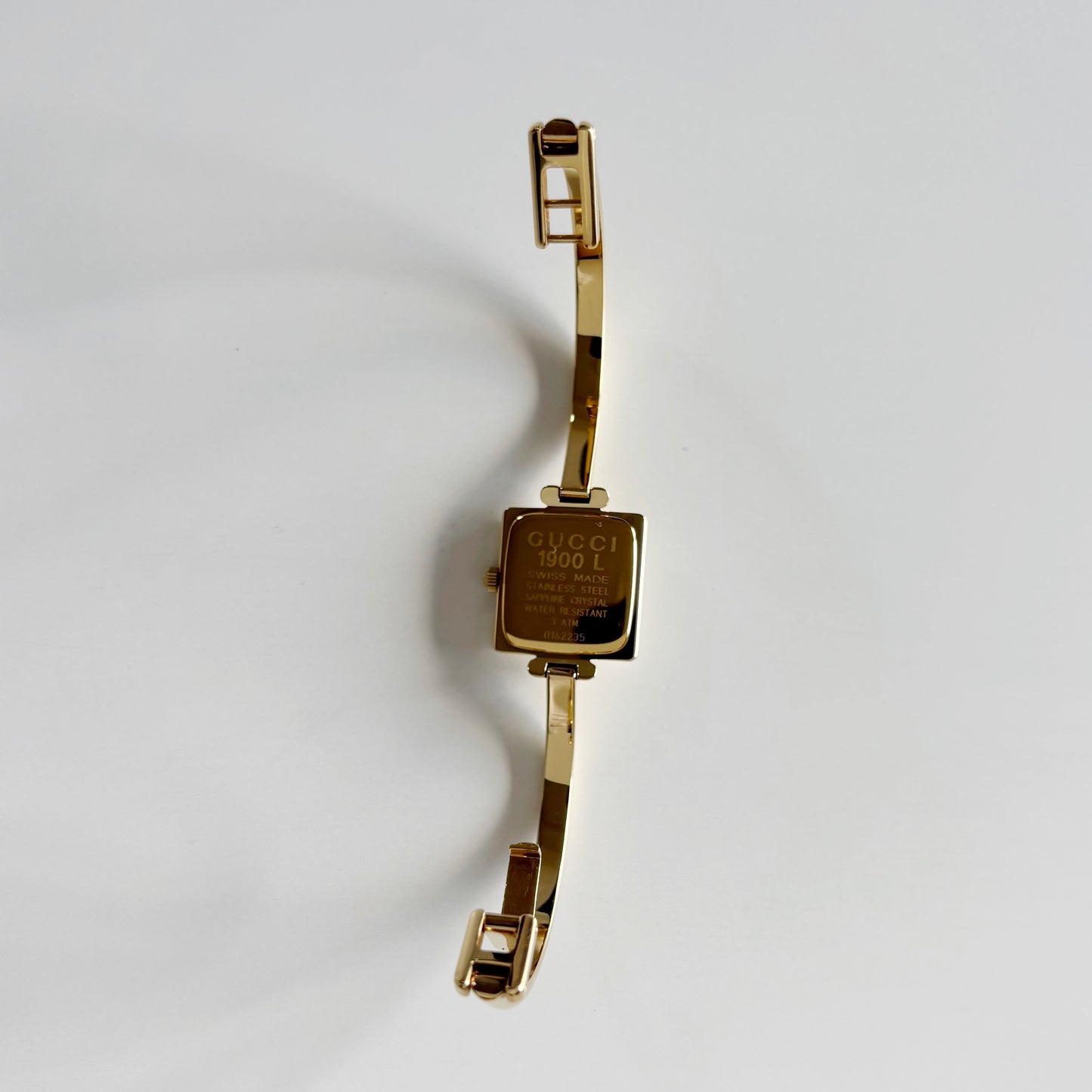 Gucci 1990s Square Dial Gold Plated Bangle Watch