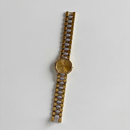 Dior 1990s Octagon Date Two Tone Gold Plated Watch (Large)