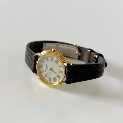 Dior 1990s Seashell Round Dial Gold Plated Watch