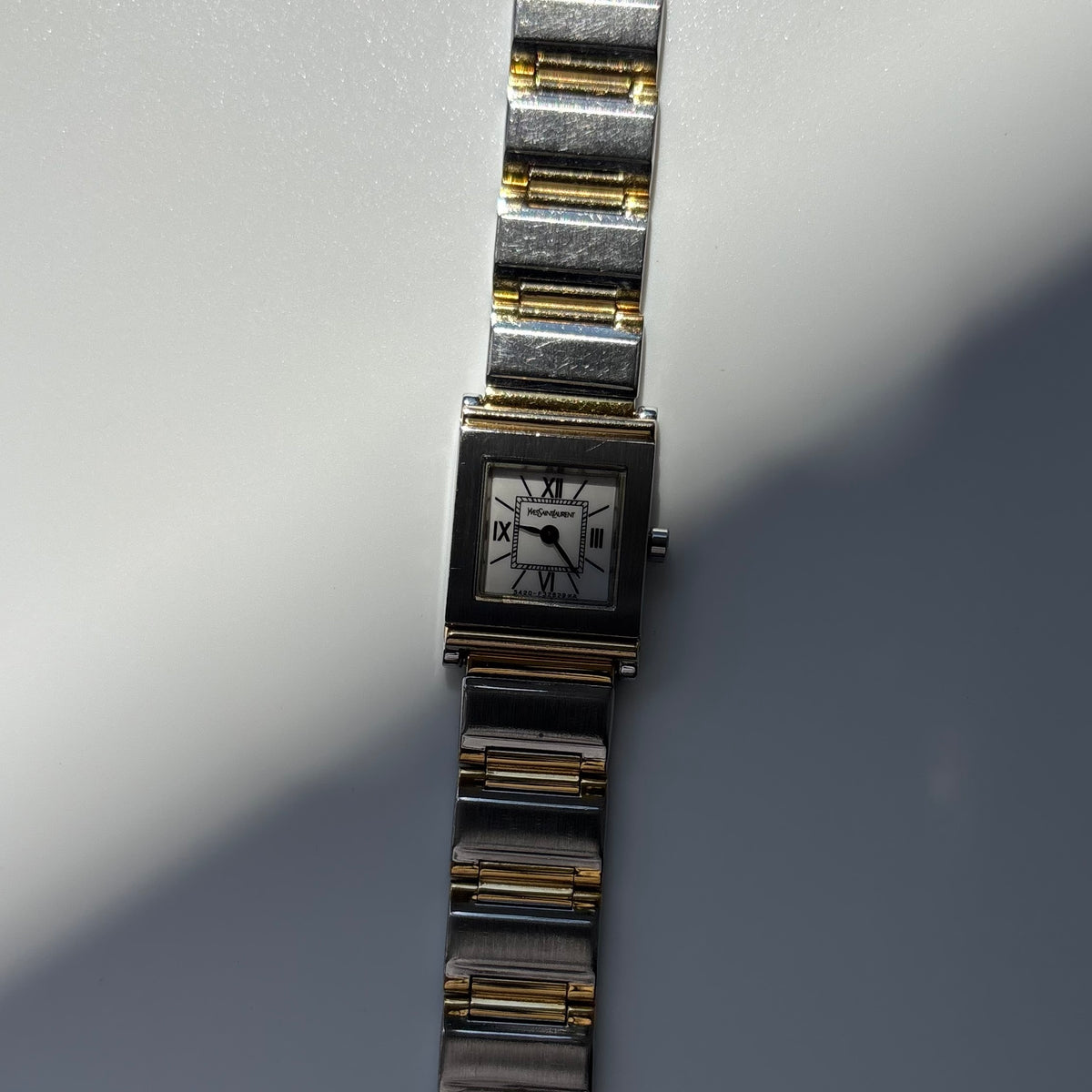 Yves Saint Laurent 1990s Square Dial Two-Tone Gold-Plated Watch