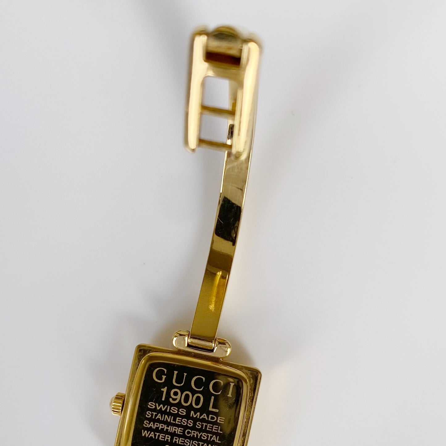 Gucci 1990s Square Gold Plated Bangle Watch