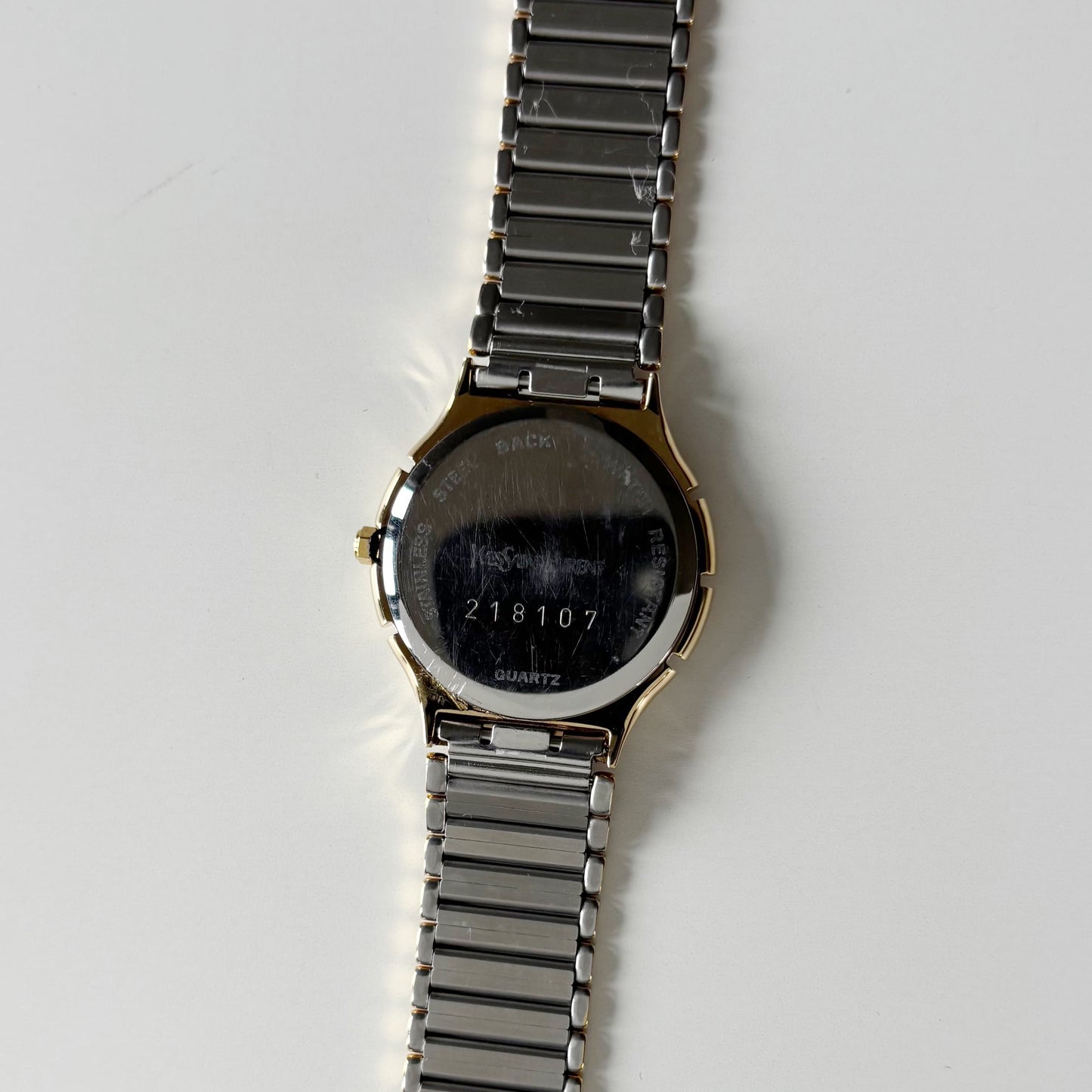 Yves Saint Laurent 1990s Round Dial Two Tone Gold Plated Watch (Large)