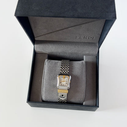 Fendi 1990s Seashell Dial Two Tone Belt Watch