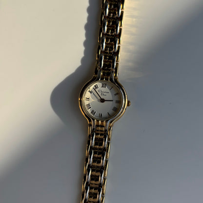 Dior 1990s Round Dial Two Tone Watch