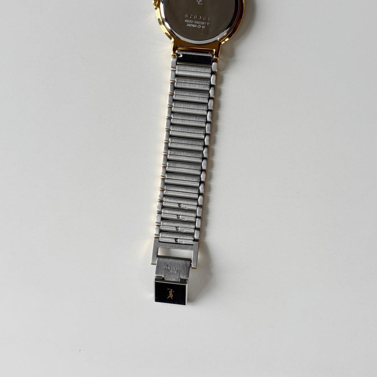 Yves Saint Laurent 1990s Large Round Dial Two Tone Gold Plated Watch (Large)
