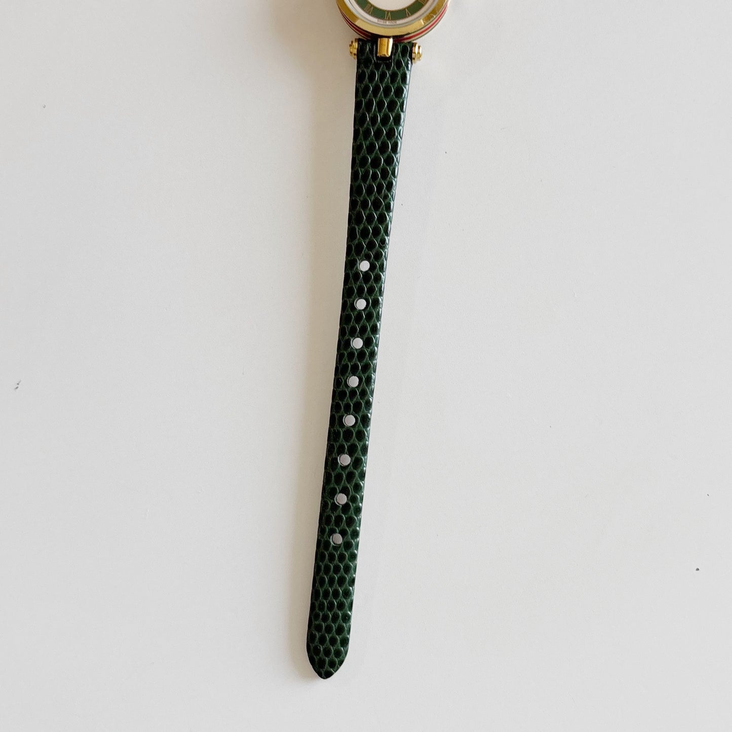 Gucci 1990s Round Dial Green Gold Plated Watch