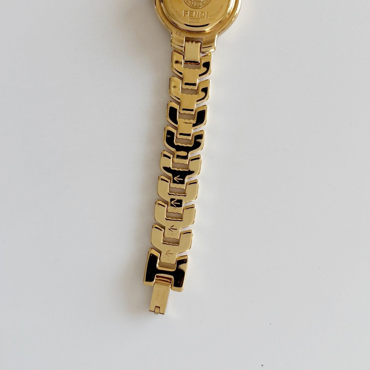 Fendi 1990s Round Dial Date Gold Plated Watch