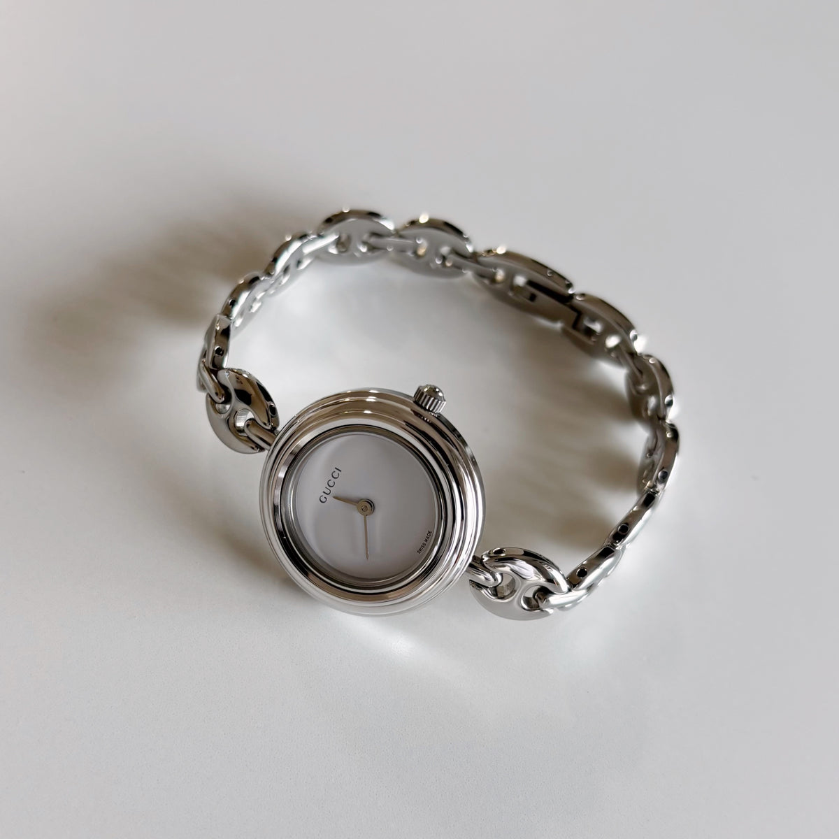 Gucci 1990s Interchangeable Bezel Stainless steel Chain Watch with 6 bezels, case (165mm)